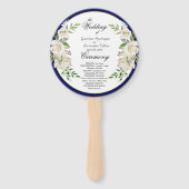 Elegant Boho Blue Floral Wedding Ceremony Handwaaier (Voorkant)