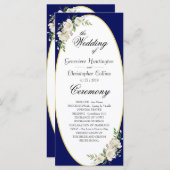 Elegant Boho Blue Floral Wedding Ceremony Programm Programmakaart (Voorkant / Achterkant)