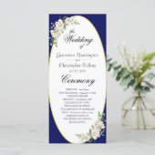 Elegant Boho Blue Floral Wedding Ceremony Programm Programmakaart (Staand voorkant)