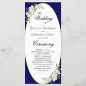 Elegant Boho Blue Floral Wedding Ceremony Programm Programmakaart (Voorkant)