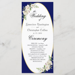 Elegant Boho Blue Floral Wedding Ceremony Programm Programmakaart
