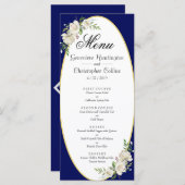 Elegant Boho Blue Floral Wedding Reception Menu (Voorkant / Achterkant)