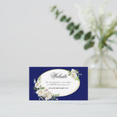Elegant Boho Blue Floral Wedding Website Visitekaartje (Staand voorkant)