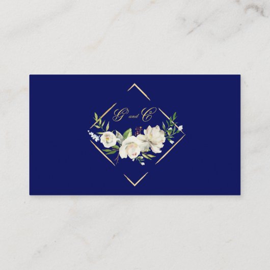 Elegant Boho Blue Floral Wedding Website Visitekaartje (Achterkant)