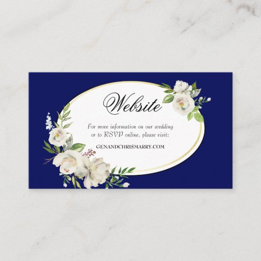 Elegant Boho Blue Floral Wedding Website Visitekaartje (Voorkant)