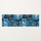 Elegant Boho Blue Gold Floral Mandala Yogamat (Achterkant (horizontaal))