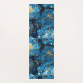 Elegant Boho Blue Gold Floral Mandala Yogamat (Achterkant)