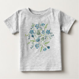 Elegant Boho Blue Green Waterverf Flowers