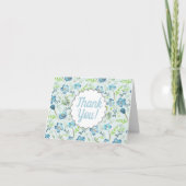 Elegant Boho Blue Green Waterverf Flowers Bedankkaart (Voorkant)