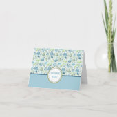 Elegant Boho Blue Green Waterverf Flowers Bedankkaart (Voorkant)