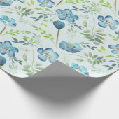 Elegant Boho Blue Green Waterverf Flowers Cadeaupapier (Hoek)