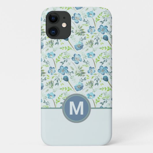 Elegant Boho Blue Green Waterverf Flowers Case-Mate iPhone Case (Achterkant)