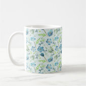 Elegant Boho Blue Green Waterverf Flowers Koffiemok (Links)