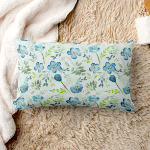 Elegant Boho Blue Green Waterverf Flowers Kussen