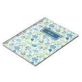 Elegant Boho Blue Green Waterverf Flowers Name Notitieboek (Linkerzijde)