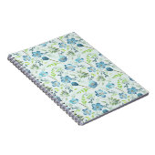 Elegant Boho Blue Green Waterverf Flowers Notitieboek (Rechterzijde)