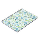 Elegant Boho Blue Green Waterverf Flowers Notitieboek (Linkerzijde)