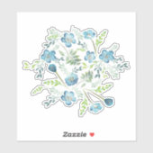 Elegant Boho Blue Green Waterverf Flowers Sticker (Vel)