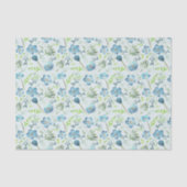 Elegant Boho Blue Green Waterverf Flowers Tissuepapier (Voorkant)