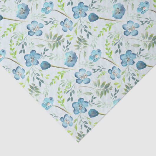 Elegant Boho Blue Green Waterverf Flowers Tissuepapier (Detail)