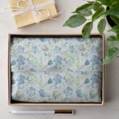 Elegant Boho Blue Green Waterverf Flowers Tissuepapier (Geschenk)