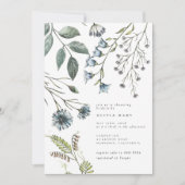 Elegant Boho Blue Green Wildflower Vrijgezellenfee Kaart (Voorkant)