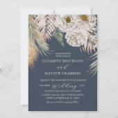 Elegant Boho Blue Pampas Grass Wedding Kaart (Voorkant)