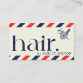 Elegant Boho Blue Red Scissors Hair Stylist Visitekaartje (Voorkant)