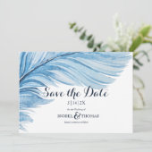 Elegant Boho Blue Waterverf Abstracte doezelaar Save The Date (Staand voorkant)