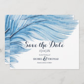 Elegant Boho Blue Waterverf Abstracte doezelaar Save The Date (Voorkant / Achterkant)