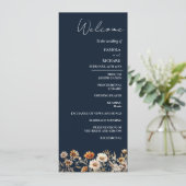 Elegant Boho Blue Wildflower huwelijksprogramma Ka Kaart (Staand voorkant)