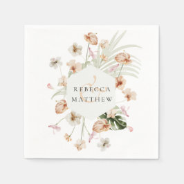 Elegant Boho Blush Floral Greenery Wedding Servet