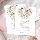 Elegant Boho Blush Floral Wedding Invite Kaart