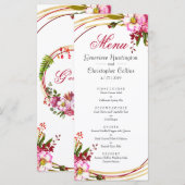 Elegant Boho Blush Floral Wedding Reception Menu (Voorkant / Achterkant)