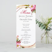 Elegant Boho Blush Floral Wedding Reception Menu (Staand voorkant)