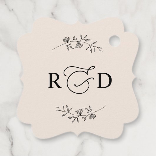 Elegant Boho Blush Monogram Weddenschap Bedankt Bedankjes Labels (Achterkant)