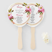 Elegant Boho Blush Pink Floral Wedding Ceremony Handwaaier (Voorkant en achterkant)