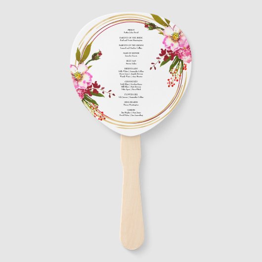 Elegant Boho Blush Pink Floral Wedding Ceremony Handwaaier (Achterkant)
