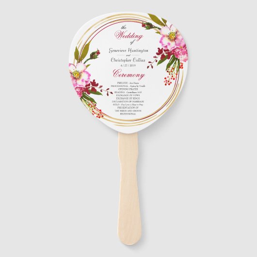 Elegant Boho Blush Pink Floral Wedding Ceremony Handwaaier (Voorkant)