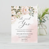 Elegant boho blush roze florale goud ze zei ja kaart (Staand voorkant)