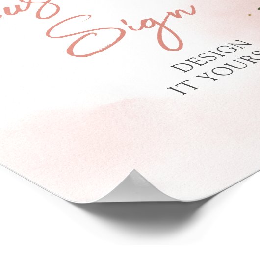 Elegant boho blush roze goudflorale maataanduiding poster (Hoek)