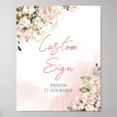 Elegant boho blush roze goudflorale maataanduiding poster (Voorkant)