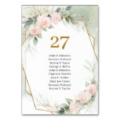 Elegant boho blush roze tafelnummer met namen (Voorkant)