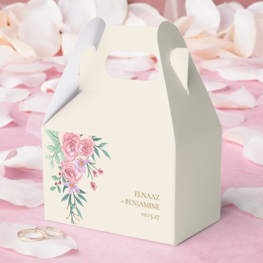 Elegant Boho Blush Roze Waterverf Bloemen Bruiloft Bedankdoosjes (Huwelijk)