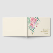 Elegant Boho Blush Roze Waterverf Bloemen Bruiloft Gastenboek (Volledig)