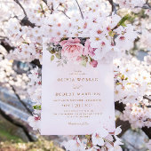 Elegant Boho Blush Roze Waterverf Bloemen Bruiloft Kaart