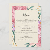 Elegant Boho Blush Roze Waterverf Bloemen Bruiloft Menu (Voorkant / Achterkant)