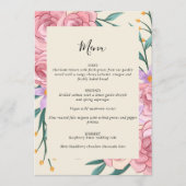 Elegant Boho Blush Roze Waterverf Bloemen Bruiloft Menu (Voorkant)