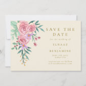 Elegant Boho Blush Roze Waterverf Bloemen Bruiloft Save The Date (Voorkant)