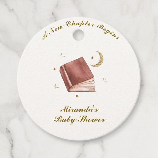Elegant Boho Boek Moon Star Baby shower Bedankjes Labels (Voorkant)